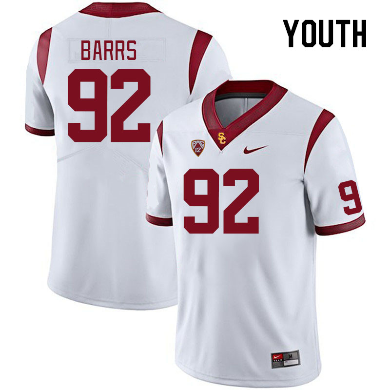 Youth #92 Kyon Barrs USC Trojans College Football Jerseys Stitched Sale-White